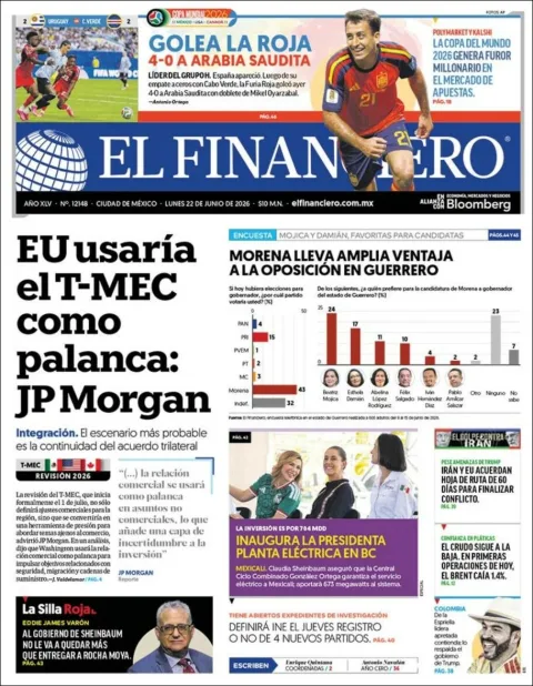 Portada de El Financiero del lunes, 22 de junio de 2026