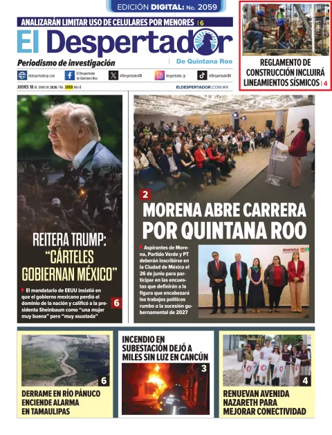 Portada de El Despertador de Quintana Roo del jueves, 18 de junio de 2026