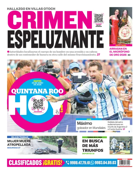 Portada de Quintana Roo Hoy (contraportada)