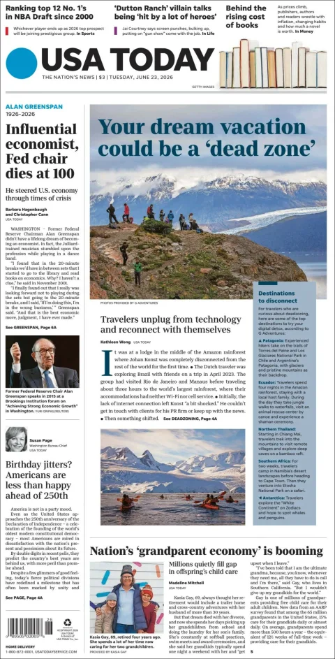 Portada de Usa Today