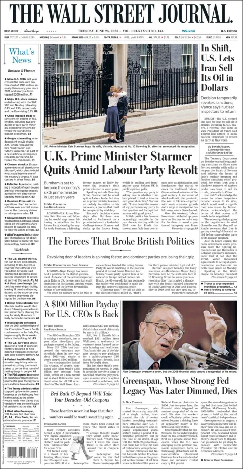 Portada de The Wall Street Journal