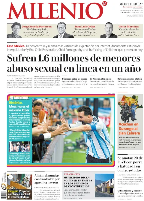 Portada de Milenio del martes, 23 de junio de 2026