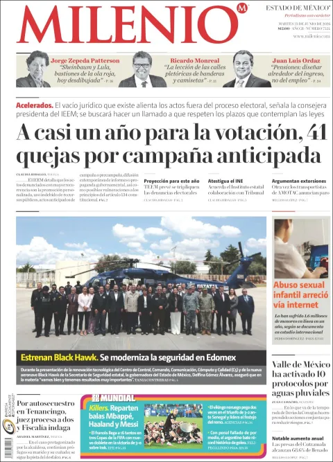 Portada de Milenio Edo de Mexico del martes, 23 de junio de 2026