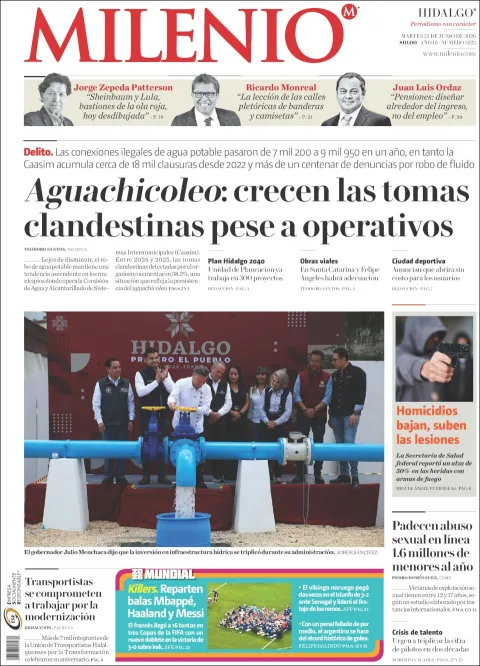 Portada de Milenio Hidalgo del martes, 23 de junio de 2026