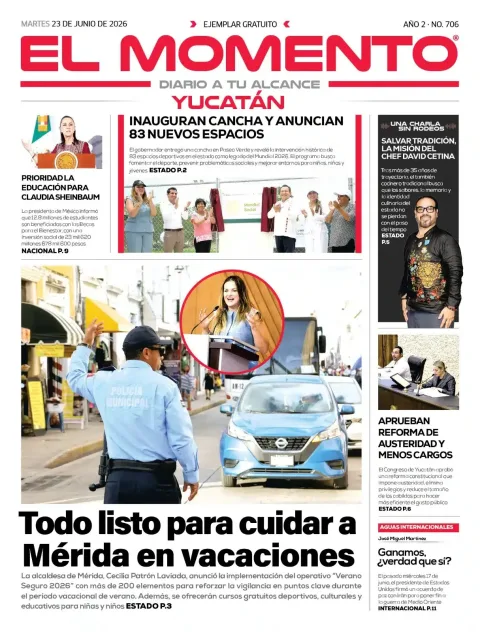 Portada de El Momento Yucatan del martes, 23 de junio de 2026
