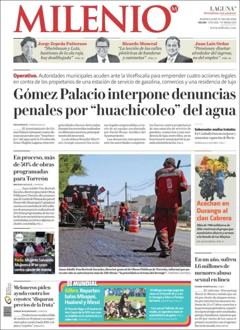 Portada de Milenio Laguna del martes, 23 de junio de 2026