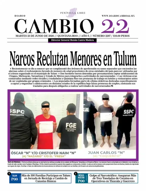 Portada de Diario Cambio 22 (portada) del martes, 23 de junio de 2026