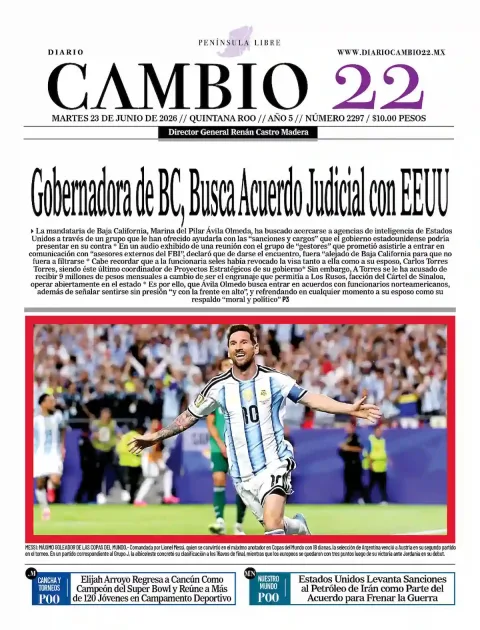 Portada de Diario Cambio 22 (contraportada) del martes, 23 de junio de 2026