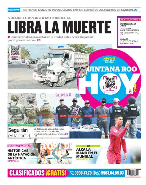 Portada de Quintana Roo Hoy (contraportada)