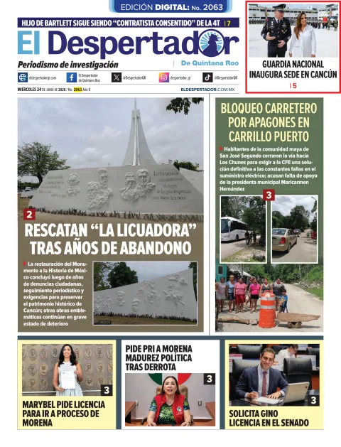 Portada de El Despertador de Quintana Roo del miércoles, 24 de junio de 2026