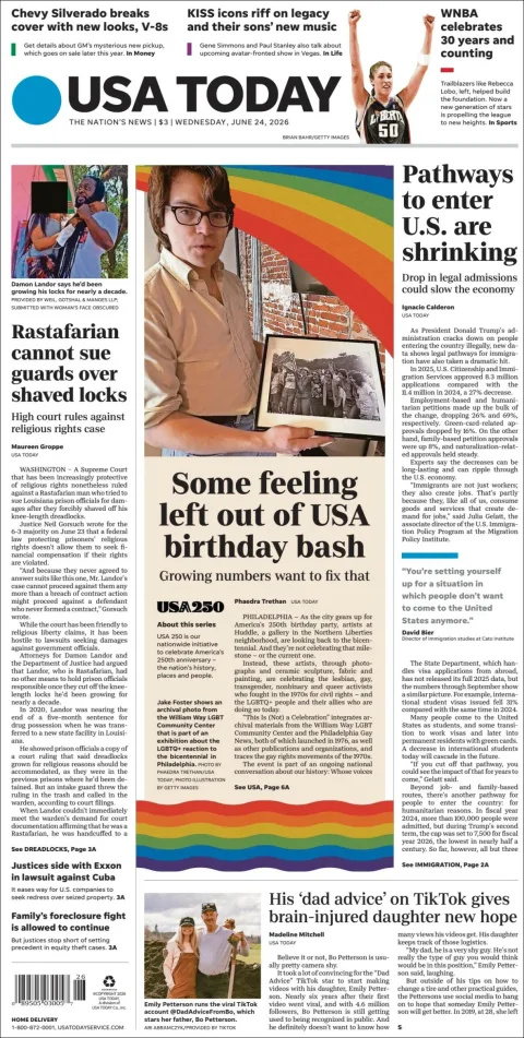 Portada de Usa Today