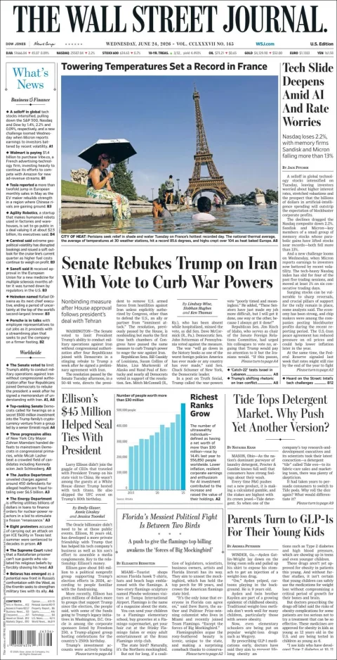Portada de The Wall Street Journal