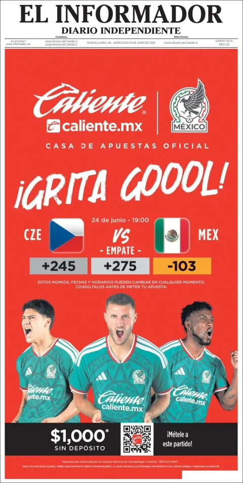 Portada de El Informador del miércoles, 24 de junio de 2026