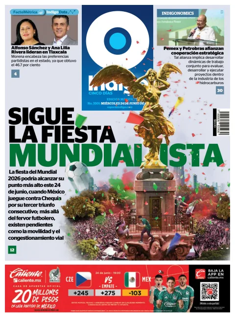 Portada de Reporte Indigo Nacional del miércoles, 24 de junio de 2026
