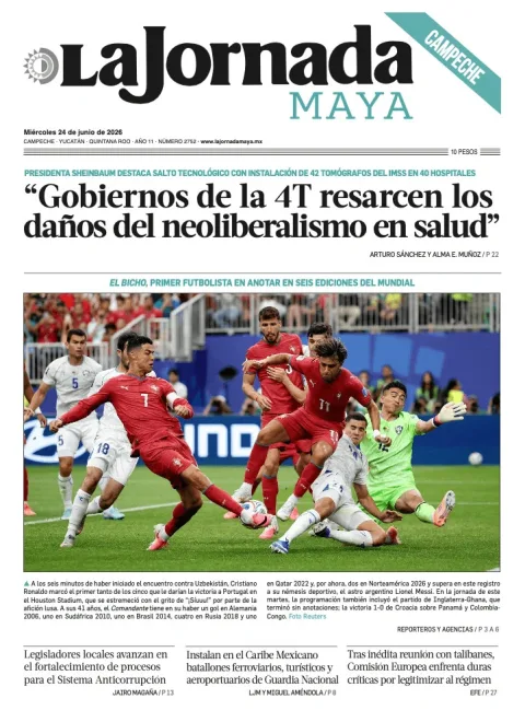 Portada de La Jornada Maya Campeche del miércoles, 24 de junio de 2026