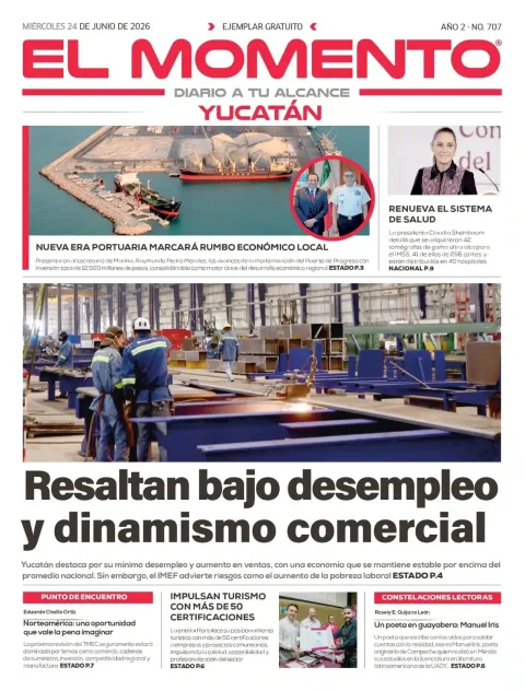 Portada de El Momento Yucatan del miércoles, 24 de junio de 2026