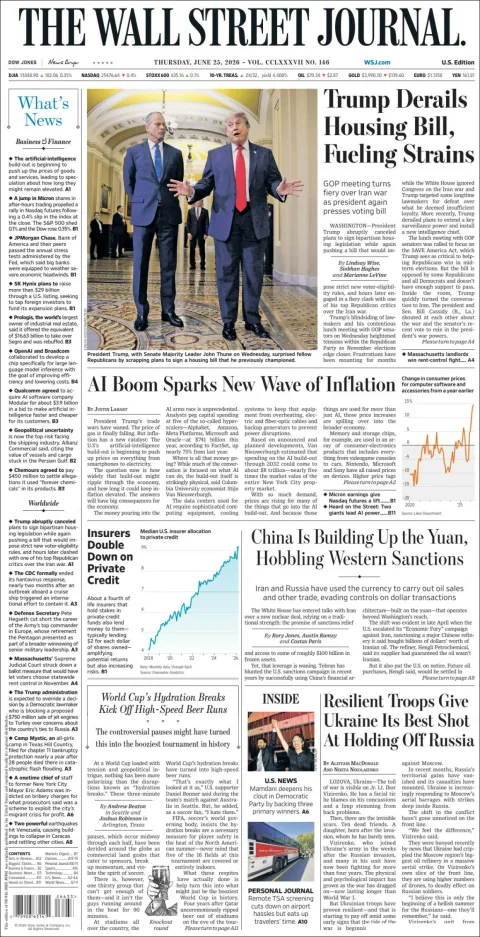 Portada de The Wall Street Journal del jueves, 25 de junio de 2026