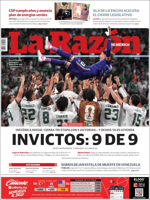 Portada de La Razon del jueves, 25 de junio de 2026