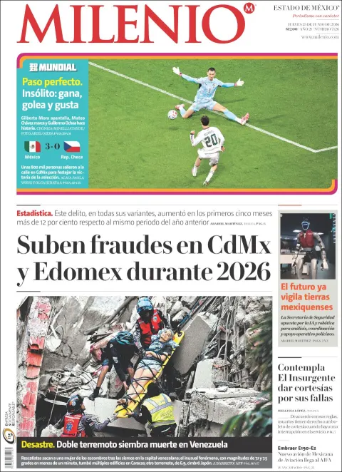 Portada de Milenio Edo de Mexico del jueves, 25 de junio de 2026