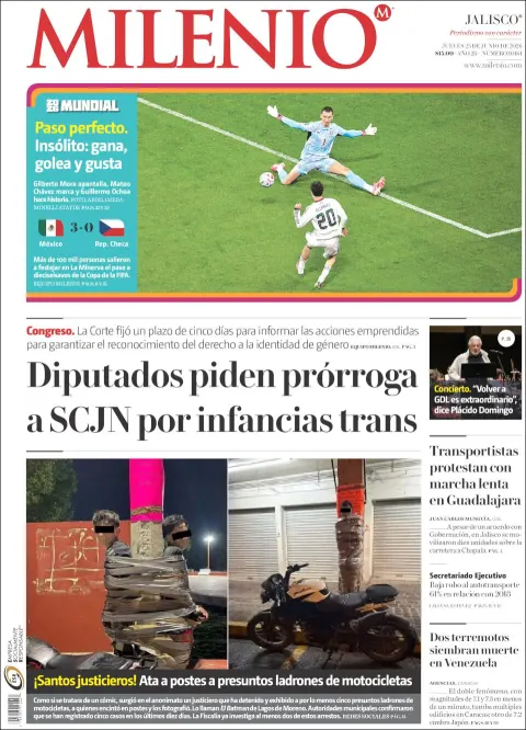 Portada de Milenio Jalisco del jueves, 25 de junio de 2026