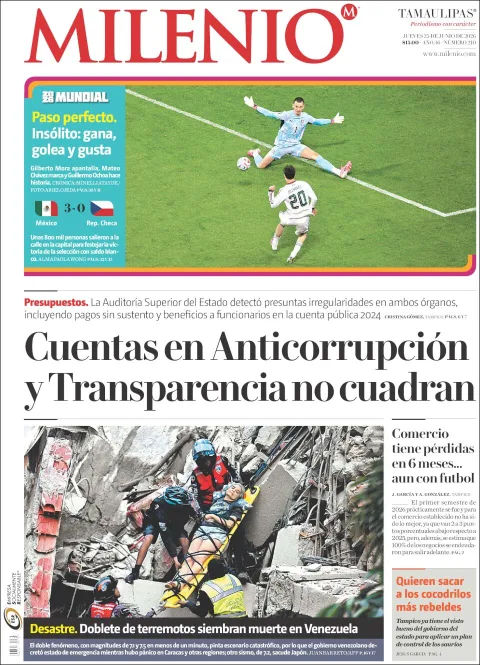 Portada de Milenio Tamaulipas del jueves, 25 de junio de 2026