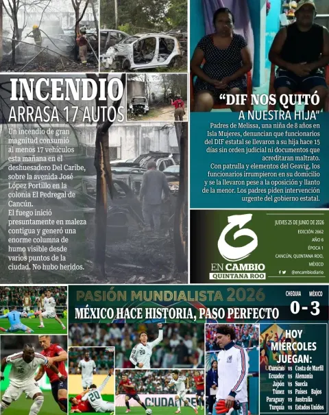 Portada de En Cambio - Quintana Roo (contraportada) del jueves, 25 de junio de 2026