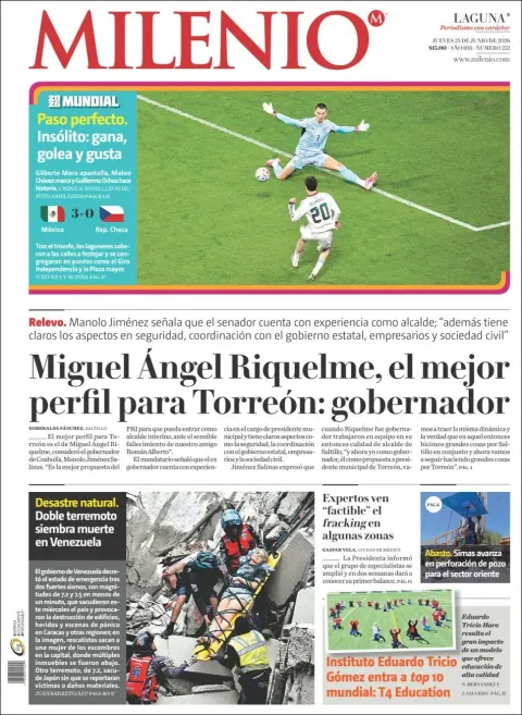 Portada de Milenio Laguna del jueves, 25 de junio de 2026