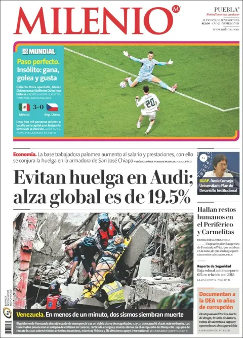 Portada de Milenio Puebla del jueves, 25 de junio de 2026
