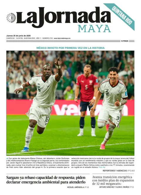 Portada de La Jornada Maya Quintana Roo del jueves, 25 de junio de 2026