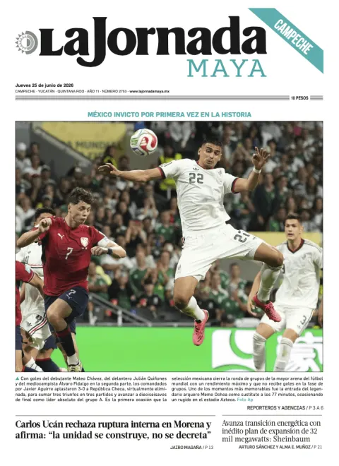 Portada de La Jornada Maya Campeche del jueves, 25 de junio de 2026