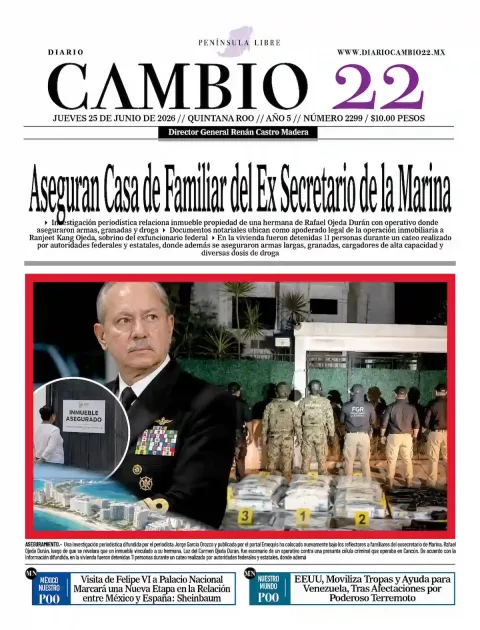Portada de Diario Cambio 22 (contraportada) del jueves, 25 de junio de 2026