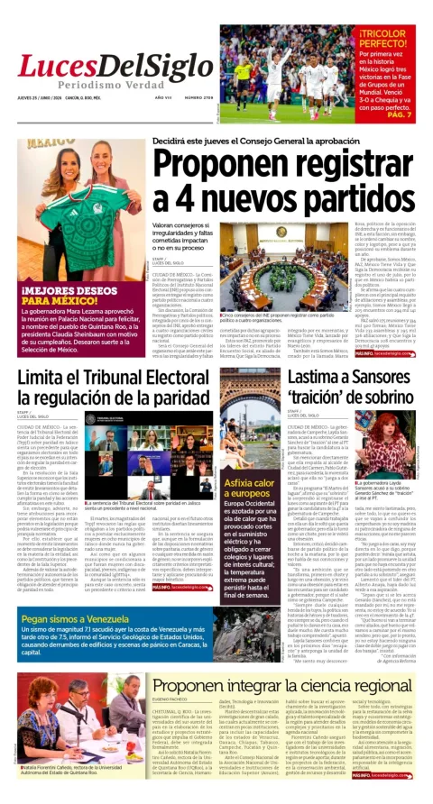 Portada de Luces del Siglo del jueves, 25 de junio de 2026