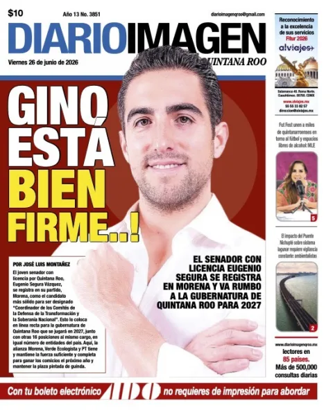 Portada de Diario Imagen Quintana Roo del viernes, 26 de junio de 2026