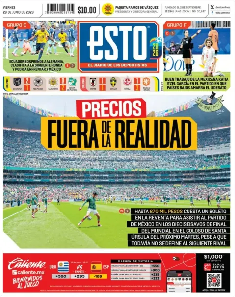 Portada de Esto del viernes, 26 de junio de 2026