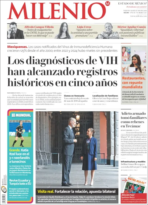 Portada de Milenio Edo de Mexico del viernes, 26 de junio de 2026