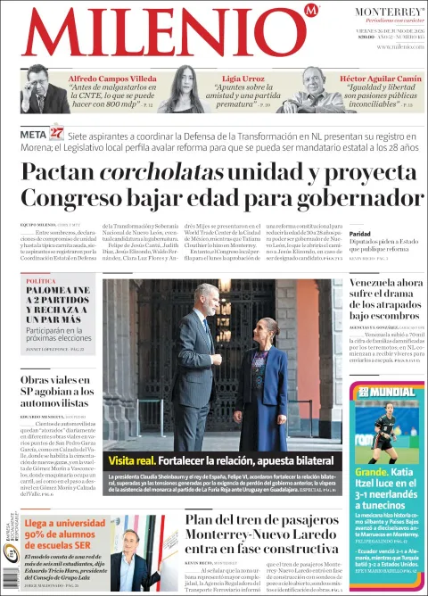 Portada de Milenio del viernes, 26 de junio de 2026