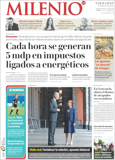Portada de Milenio Tamaulipas del viernes, 26 de junio de 2026