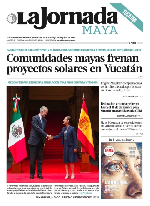 Portada de La Jornada Maya Yucatán del viernes, 26 de junio de 2026