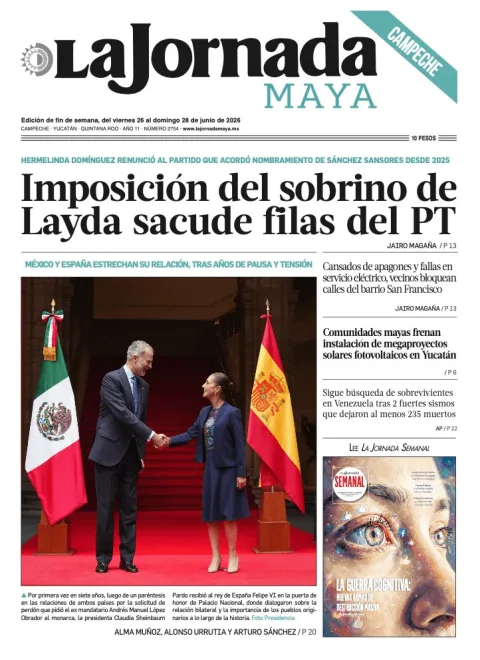 Portada de La Jornada Maya Campeche del viernes, 26 de junio de 2026