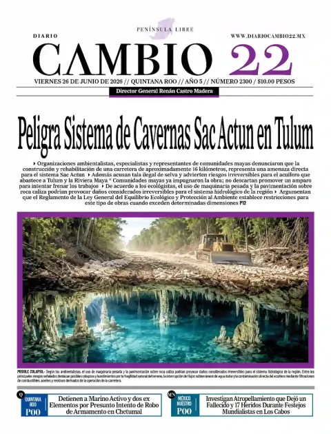 Portada de Diario Cambio 22 (portada) del viernes, 26 de junio de 2026