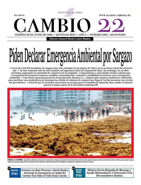Portada de Diario Cambio 22 (contraportada) del viernes, 26 de junio de 2026