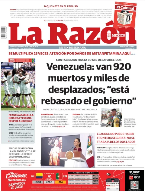 Portada de La Razon del sábado, 27 de junio de 2026