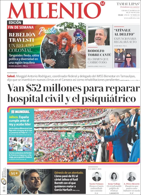Portada de Milenio Tamaulipas del sábado, 27 de junio de 2026