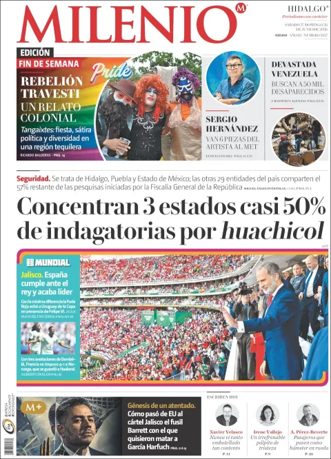 Portada de Milenio Hidalgo del sábado, 27 de junio de 2026