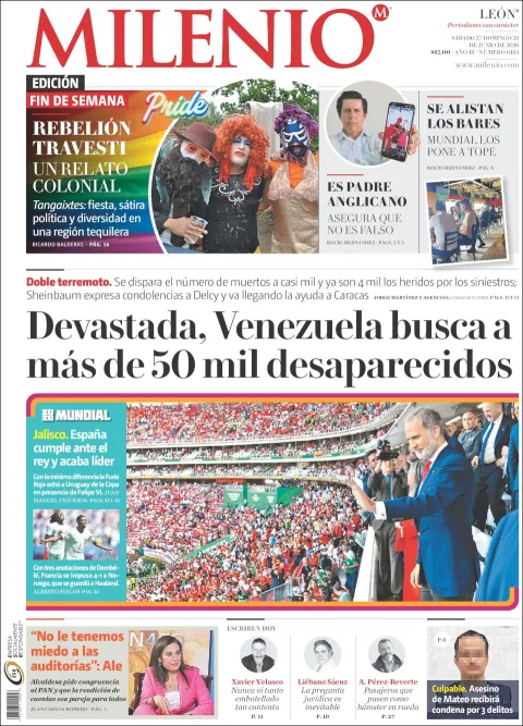 Portada de Milenio Leon del sábado, 27 de junio de 2026