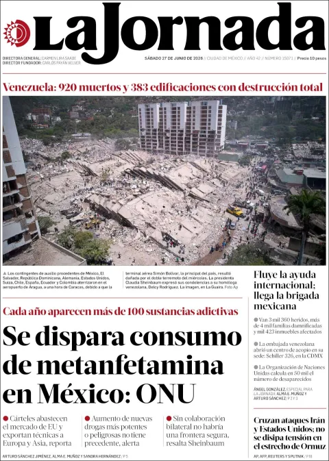 Portada de La Jornada del sábado, 27 de junio de 2026