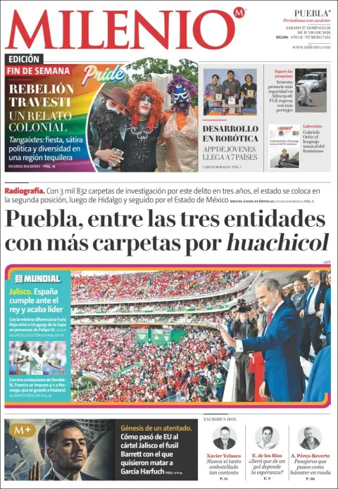 Portada de Milenio Puebla del sábado, 27 de junio de 2026