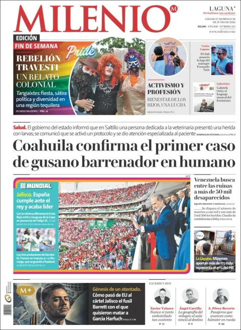 Portada de Milenio Laguna del sábado, 27 de junio de 2026