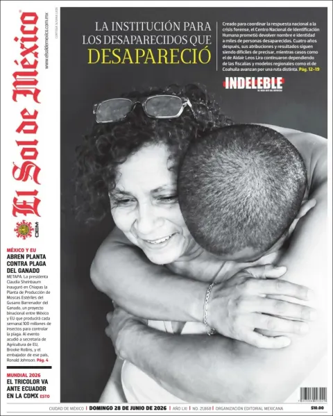 Portada de El Sol de Mexico del domingo, 28 de junio de 2026