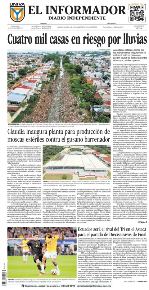 Portada de El Informador del domingo, 28 de junio de 2026